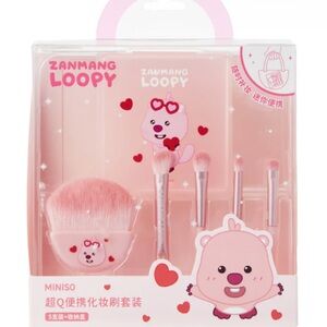 MINISO Loopy Pink 5-Piece Makeup Brush Set